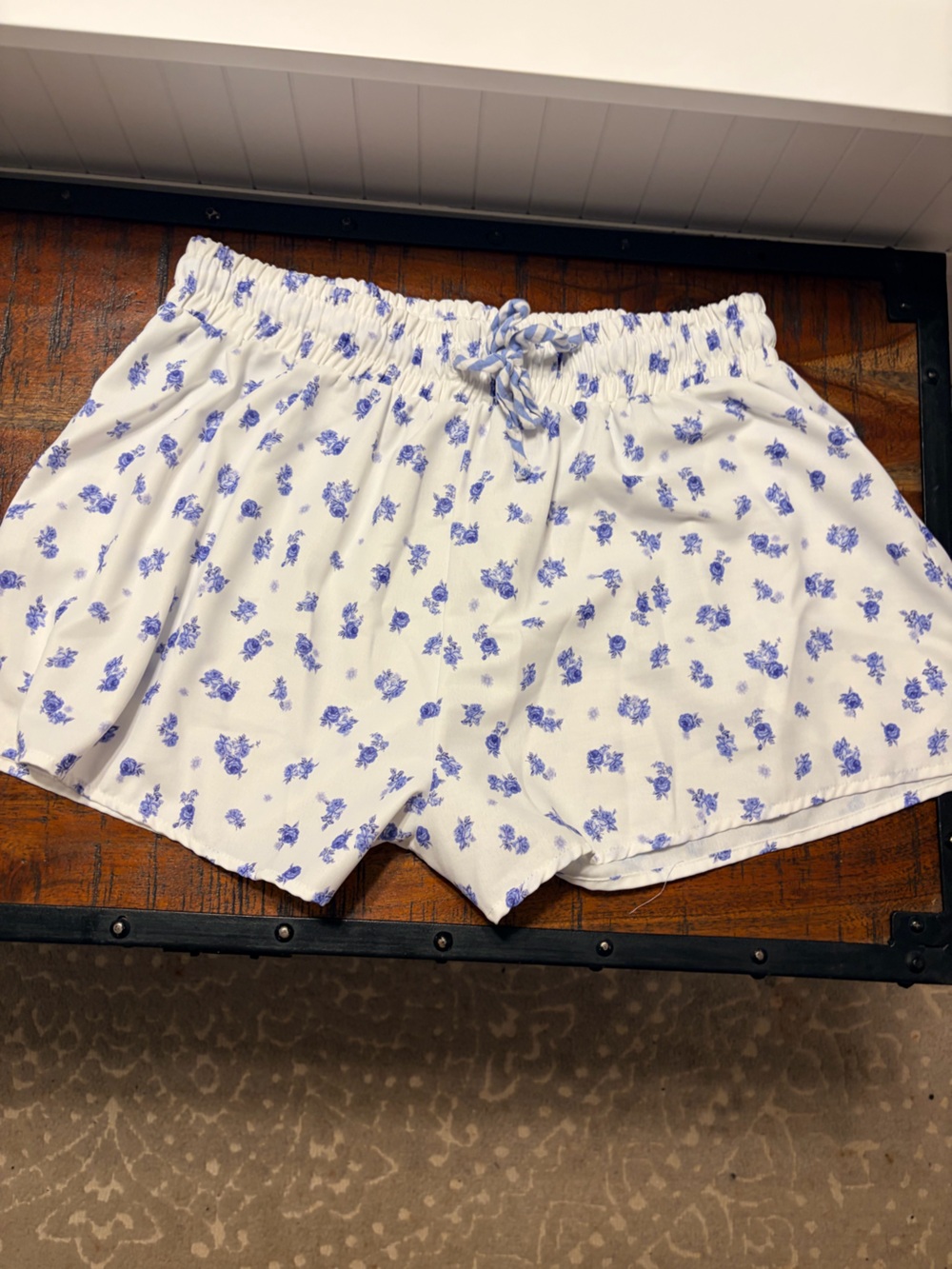 BUCKETLIST White Shorts with Blue Floral Print